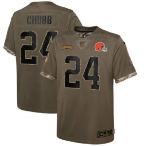 Nick Chubb Cleveland Browns Youth 2022 Salute To Service Player Limited Jersey - Olive