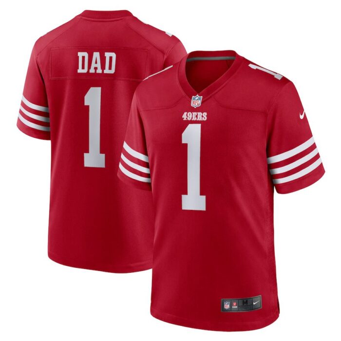 Number 1 Dad San Francisco 49ers Game Jersey - Scarlet