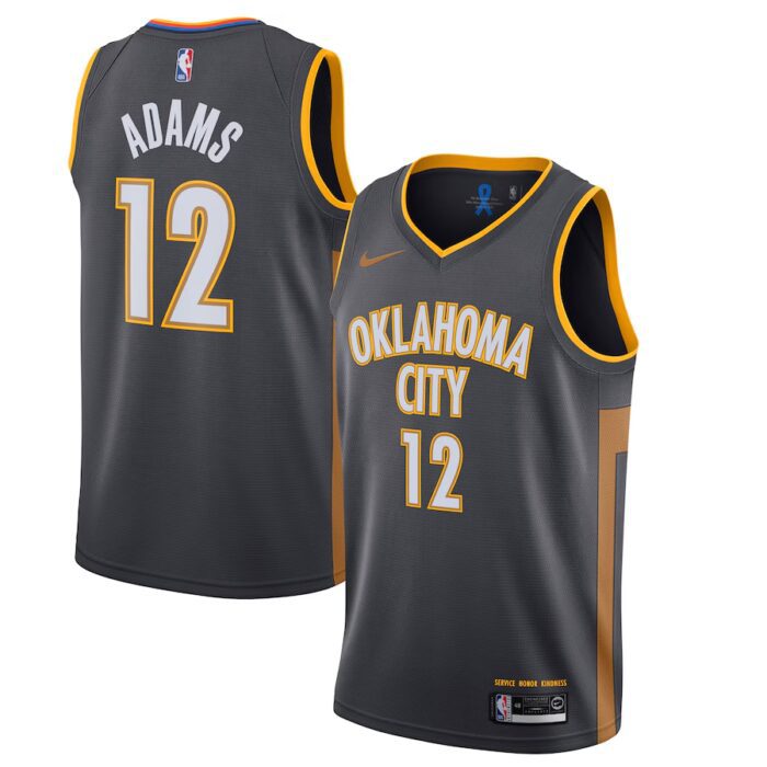 Oklahoma City Thunder Blue #12 Steven Adams Charcoal 2019/20 City Edition Stitched NBA Jersey