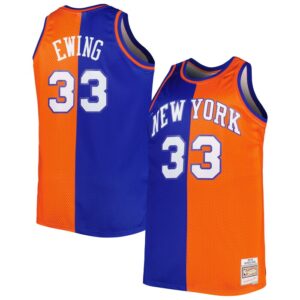 Patrick Ewing New York Knicks Big & Tall Hardwood Classics 1991/92 Split Swingman Jersey - Blue/Orange