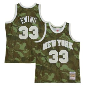 Patrick Ewing New York Knicks Hardwood Classics 1991/92 Ghost Green Swingman Jersey - Camo