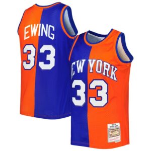 Patrick Ewing New York Knicks Hardwood Classics 1991/92 Split Swingman Jersey - Blue/Orange