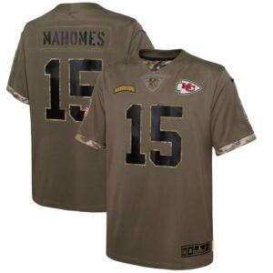 Patrick Mahomes Kansas City Chiefs Youth 2022 Salute To Service Player Limited Jersey - Olive