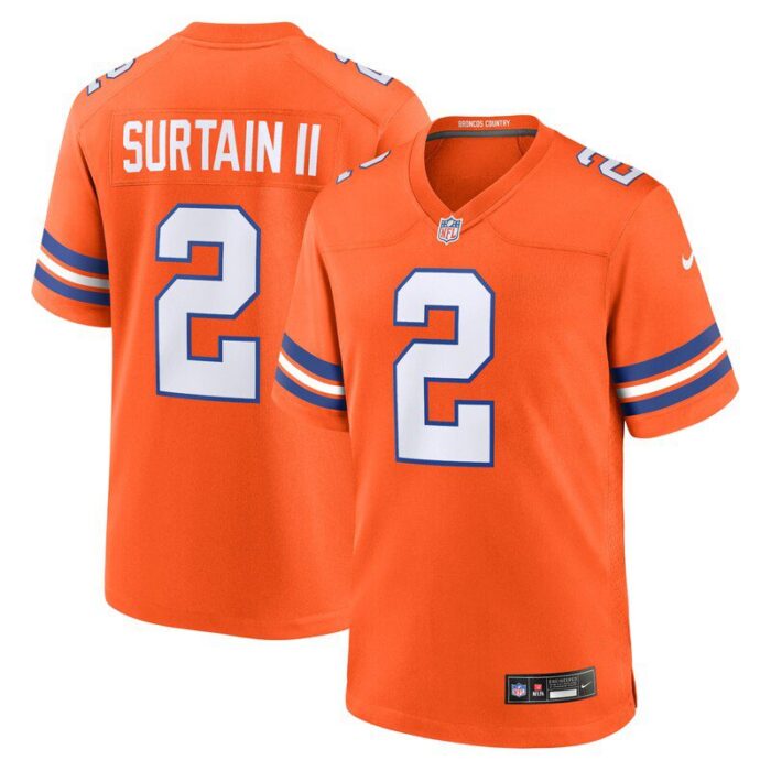 Patrick Surtain II Denver Broncos Mile High Collection 1977 Throwback Player Game Jersey - Orange