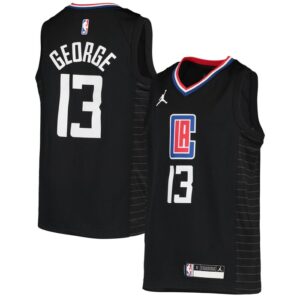 Paul George LA Clippers Youth 2020/21 Swingman Player Jersey - Black - Statement Edition