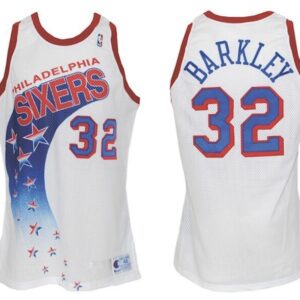 Philadelphia 76ers #32 Charles Barkley White 1991-92 Home Stitched Jersey