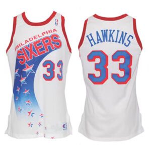 Philadelphia 76ers #33 Hersey Hawkins White 1991-92 Home Stitched Jersey