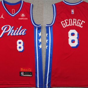 Philadelphia 76ers #8 Paul George Red Statement Edition Stitched Jersey