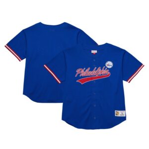 Philadelphia 76ers Hardwood Classics On The Clock Mesh Fashion Baseball Jersey - Royal