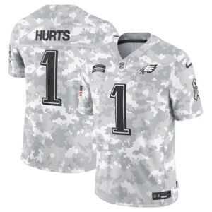 Philadelphia Eagles #1 Jalen Hurts Arctic Camo 2024 F.U.S.E. Salute to Service Limited Football Stitched Jersey