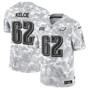 Philadelphia Eagles #62 Jason Kelce 2024 F.U.S.E Arctic Camo Salute to Service Limited Football Stitched Jersey