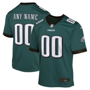 Philadelphia Eagles Youth Custom Game Jersey - Midnight Green