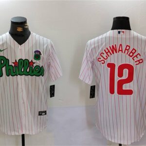 Philadelphia Phillies #12 Kyle Schwarber White/Green Cool Base Stitched Jersey