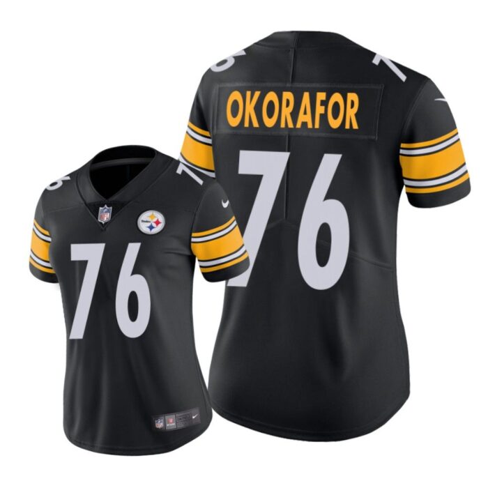 Pittsburgh Steelers #76 Black Chukwuma Okorafor Game Jersey - Women