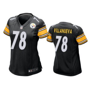 Pittsburgh Steelers #78 Black Alejandro Villanueva Game Jersey - Women