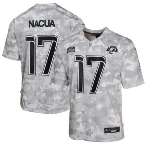 Puka Nacua Los Angeles Rams Youth 2024 Salute to Service Game Jersey - Arctic Camo