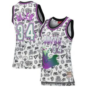 Ray Allen Milwaukee Bucks Women's 1996 Doodle Swingman Jersey - White