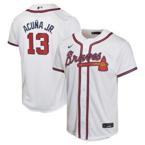 Ronald Acuna Jr. Atlanta Braves Youth Home Game Player Jersey - White