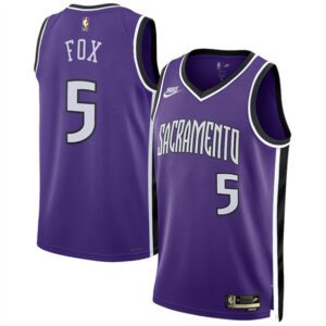 Sacramento Kings #5 De'Aaron Fox Purple 2024/25 Classic Edition Swingman Stitched Basketball Jersey