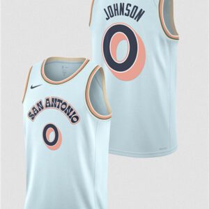 San Antonio Spurs #0 Keldon Johnson Light Blue 2024/25 City Edition Stitched Basketball Jersey