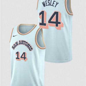 San Antonio Spurs #14 Blake Wesley Light Blue 2024/25 City Edition Stitched Basketball Jersey