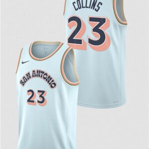 San Antonio Spurs #23 Zach Collins Light Blue 2024/25 City Edition Stitched Basketball Jersey