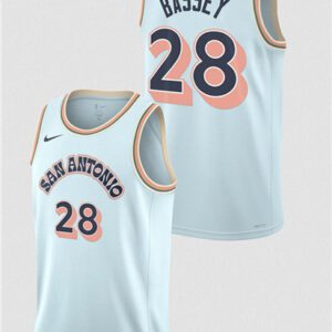 San Antonio Spurs #28 Charles Bassey Light Blue 2024/25 City Edition Stitched Basketball Jersey