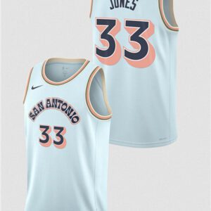 San Antonio Spurs #33 Tre Jones Light Blue 2024/25 City Edition Stitched Basketball Jersey