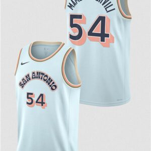 San Antonio Spurs #54 Sandro Mamukelashvili Light Blue 2024/25 City Edition Stitched Basketball Jersey