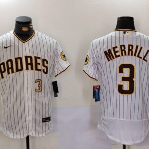 San Diego Padres #3 Jackson Merrill White Flex Base Stitched Baseball Jersey