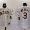 San Diego Padres #3 Jackson Merrill White With PS Patch Flex Base Stitched Baseball Jersey