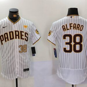 San Diego Padres #38 Jorge Alfaro White With PS Patch Flex Base Stitched Baseball Jersey