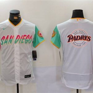 San Diego Padres Team Big Logo White City Connect Flex Base Stitched Baseball Jersey