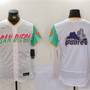 San Diego Padres Team Big Logo White City Connect Flex Base Stitched Baseball Jersey