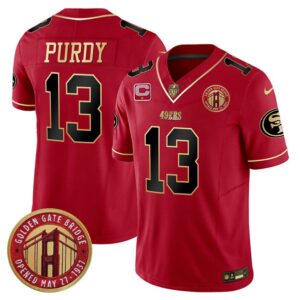 San Francisco 49ers #13 Brock Purdy Red F.U.S.E. Golden Gate Bridge With 1-Star C Patch Scarlet Vapor Limited Football Stitched Jersey