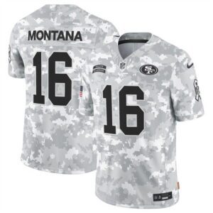 San Francisco 49ers #16 Joe Montana 2024 F.U.S.E. Arctic Camo Salute to Service Limited Football Stitched Jersey