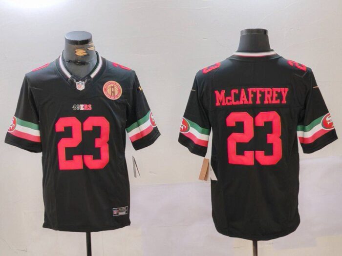 San Francisco 49ers #23 Christian McCaffrey Black F.U.S.E. Mexico With Gate Bridge Patch Vapor Limited Football Stitched Jersey