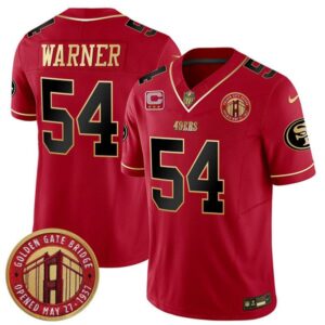 San Francisco 49ers #54 Fred Warner Red F.U.S.E. Golden Gate Bridge With 3-Star C Patch Scarlet Vapor Limited Football Stitched Jersey