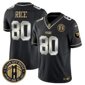 San Francisco 49ers #80 Jerry Rice Black F.U.S.E. Golden Gate Bridge Patch Vapor Limited Football Stitched Jersey