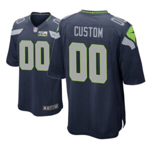 Seattle Seahawks #00 Navy Men Custom Game Jersey