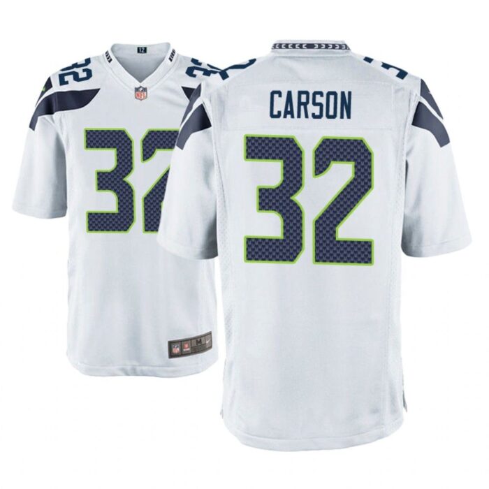 Seattle Seahawks #32 White Men Chris Carson Game Jersey