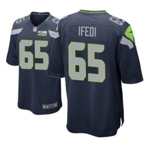 Seattle Seahawks #65 Navy Men Germain Ifedi Game Jersey