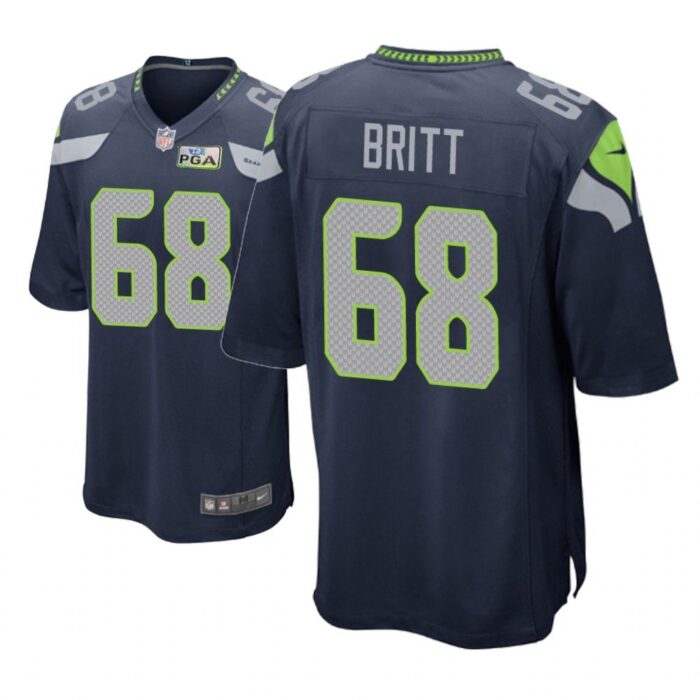 Seattle Seahawks #68 Navy Men Justin Britt Game Jersey