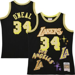 Shaquille O'Neal Los Angeles Lakers 1996/97 Swingman Sidewalk Sketch Jersey - Black