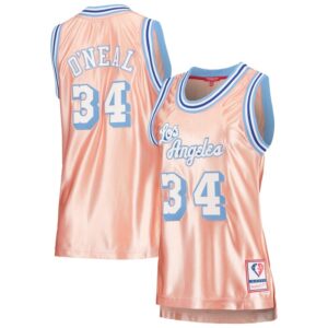 Shaquille O'Neal Los Angeles Lakers Women's 75th Anniversary Rose Gold 1996 Swingman Jersey - Pink