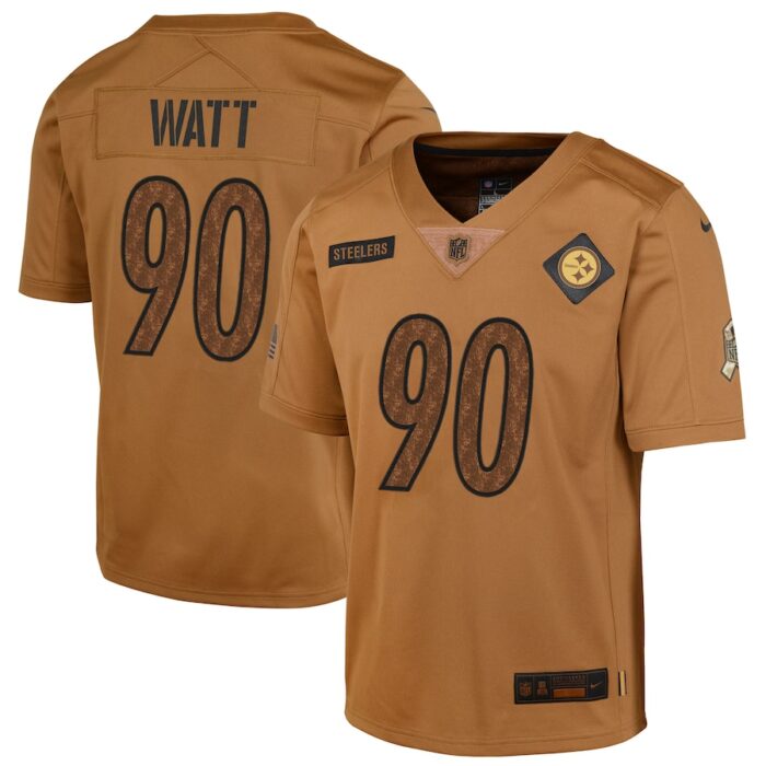 T.J. Watt Pittsburgh Steelers Youth 2023 Salute To Service Limited Jersey - Brown