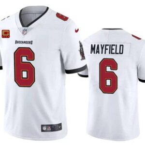 Tampa Bay Buccaneers #6 Baker Mayfield White 2024 With 4-Star C Patch Vapor Limited Football Stitched Jersey