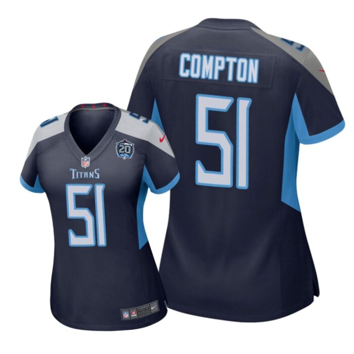 Tennessee Titans #51 Navy Will Compton 20th Anniversary Jersey - Women