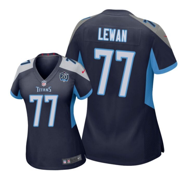 Tennessee Titans #77 Navy Taylor Lewan 20th Anniversary Jersey - Women