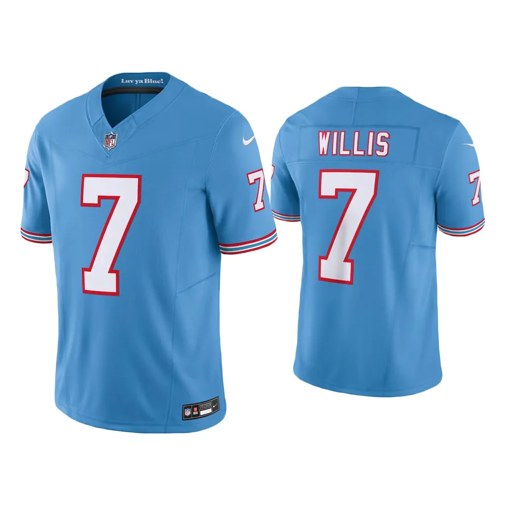 Tennessee Titans Malik Willis Oilers Throwback Limited Light Blue Jersey